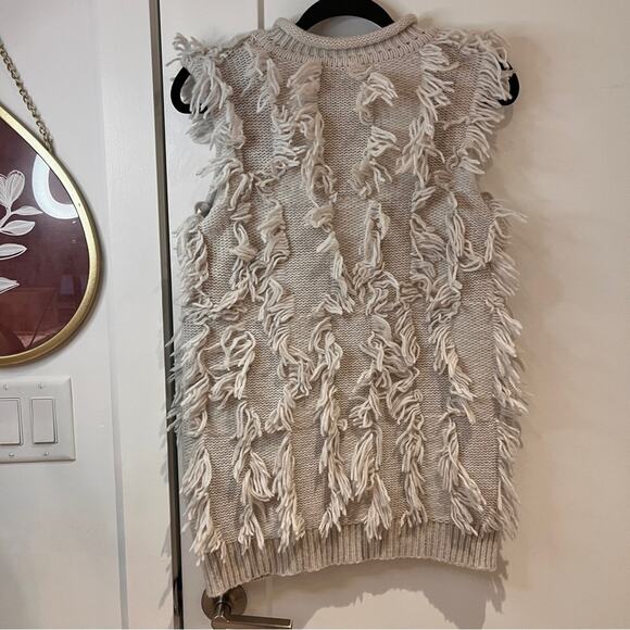 3.1 Philip Lim Cream Wool Fringe Sleeveless Sweater Sz Small - Picture 4 of 10